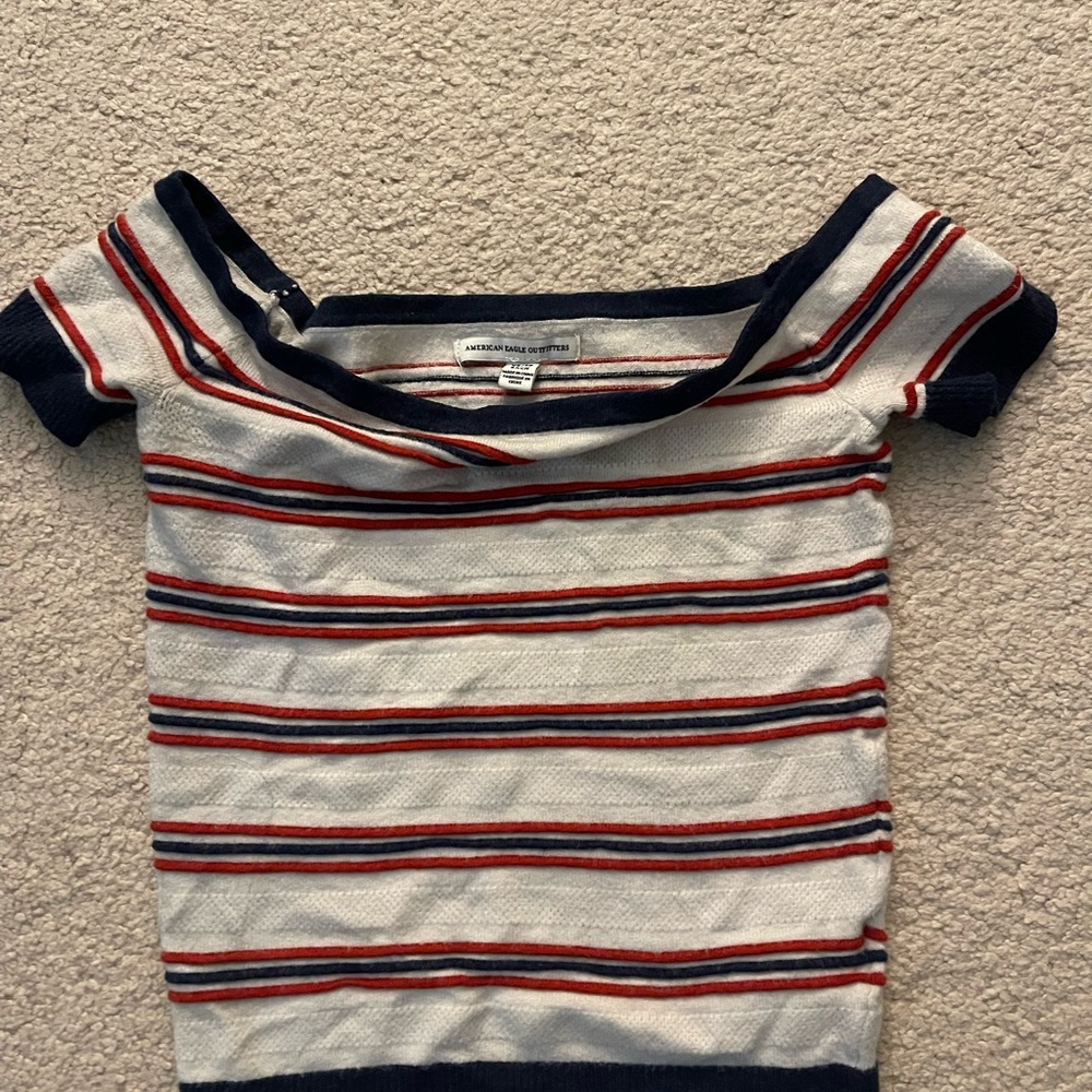 American Eagle Outfitters Striped Tee - Navy, Red, and White